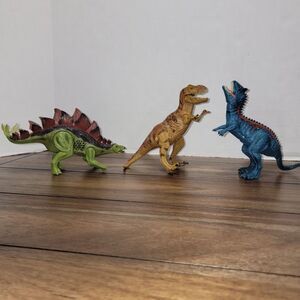 Set of 3 Light-Up & Sound Dinosaurs: T-Rex, Stegosaurus & Carnosaurs